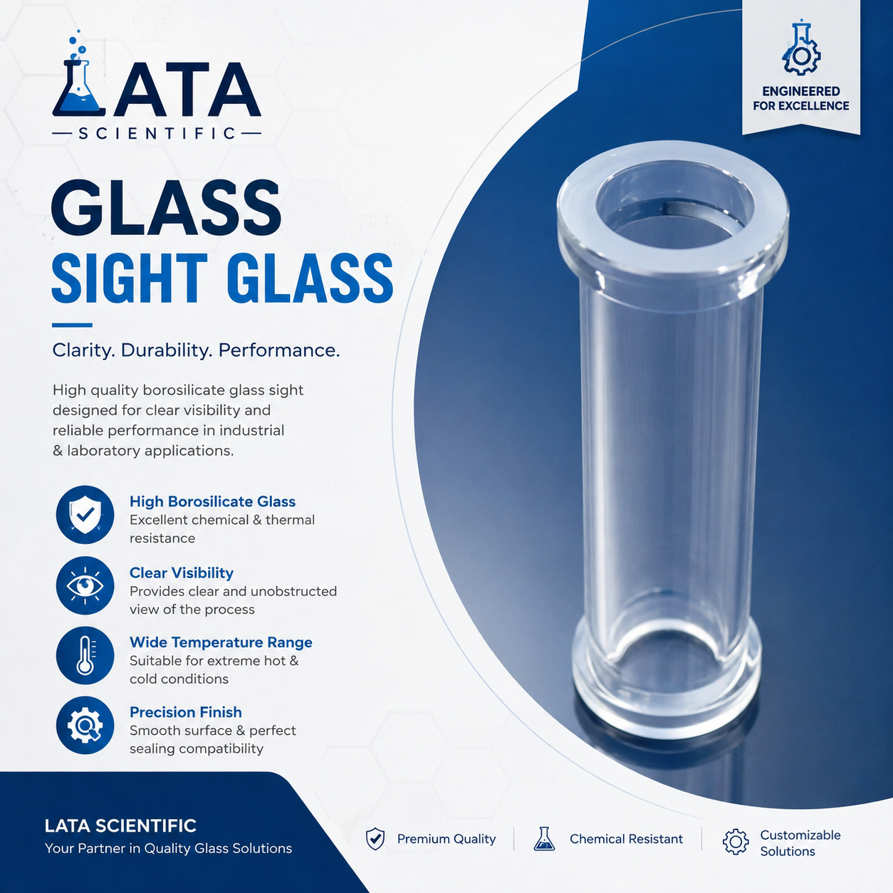 Borosilicate glass pipe section with beaded ends